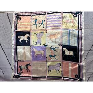 Equestrian Horse Print Multicolor Large Bandana Scarf 35x35 Polyester